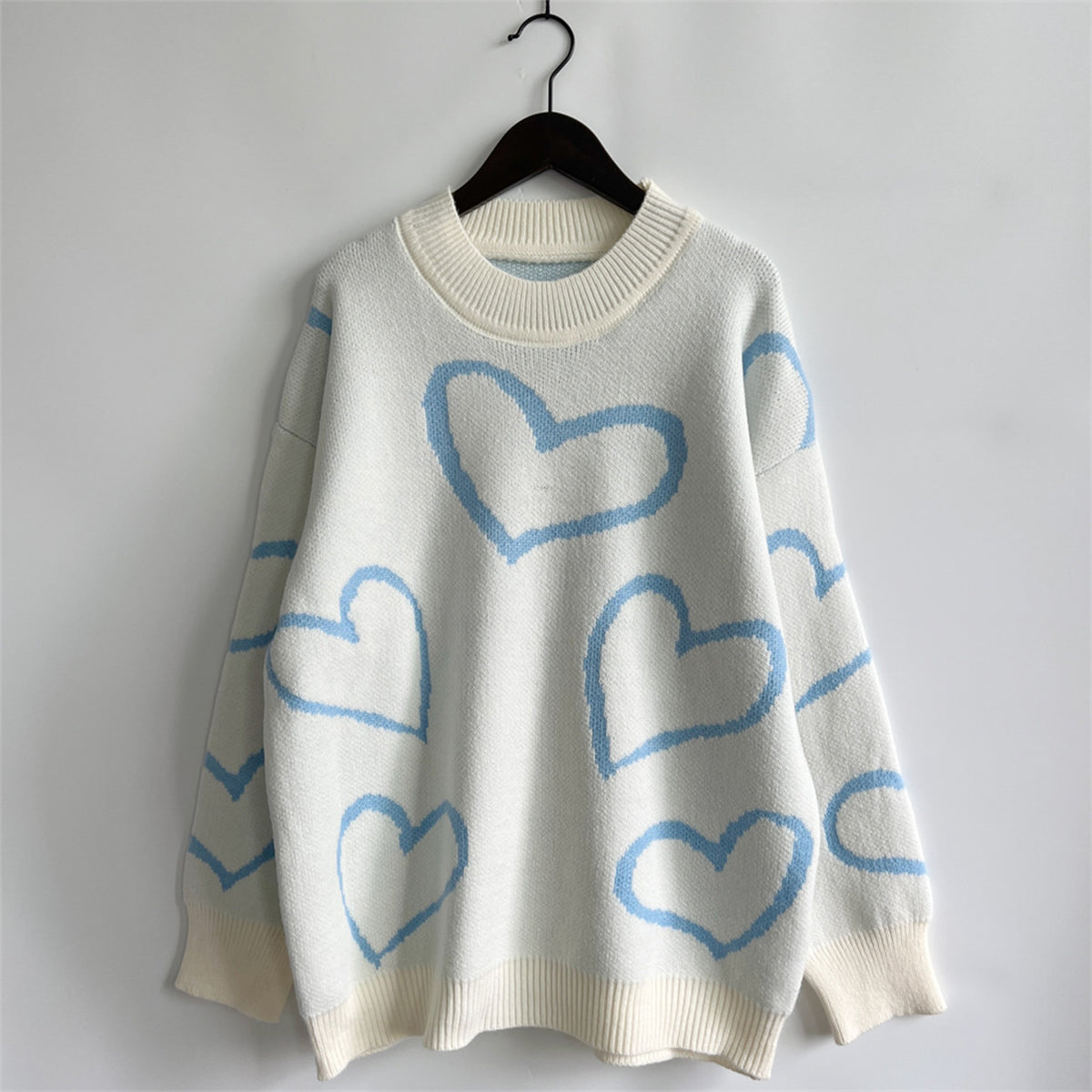 Heart Pattern Long Sleeve Sweater