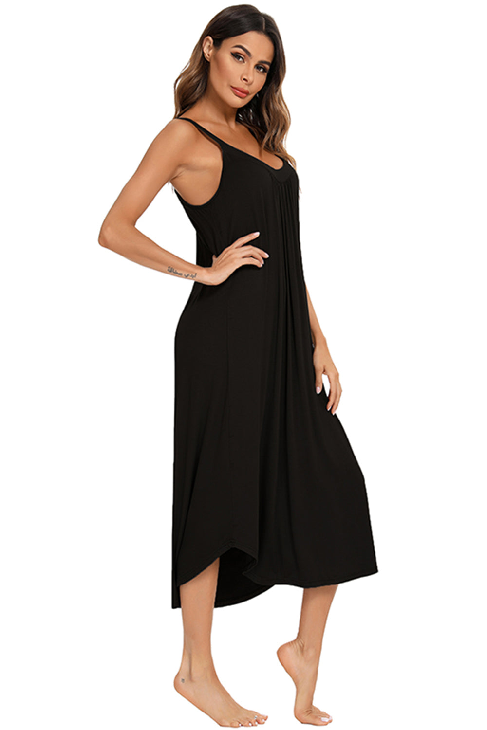 V-Neck Midi Lounge Dress