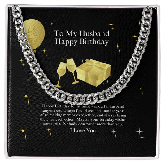 To My Husband Happy Birthday - Cuban Link Chain