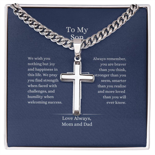 To My Son - Cuban Chain with Artisan Cross Necklace