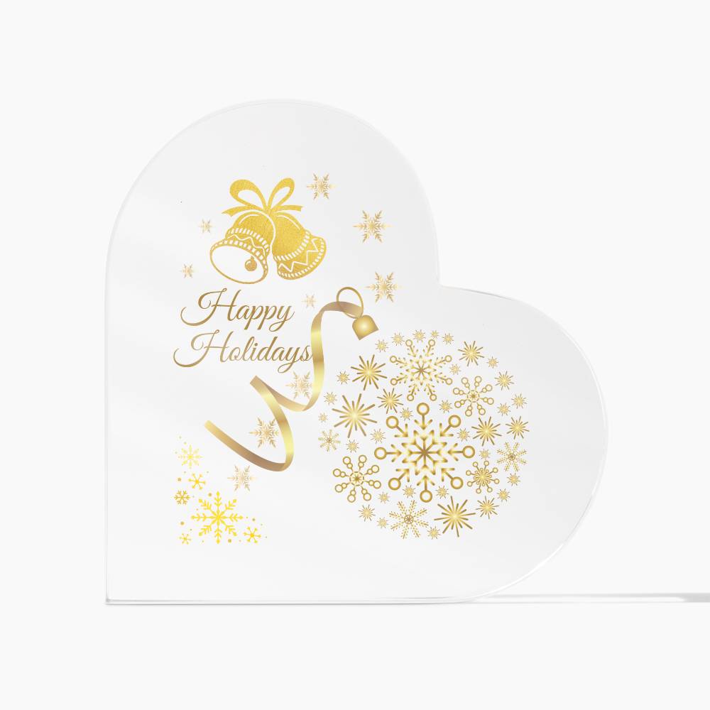 Happy Holidays - Printed Heart Shaped Acrylic Plaque