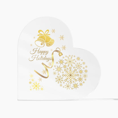 Happy Holidays - Printed Heart Shaped Acrylic Plaque