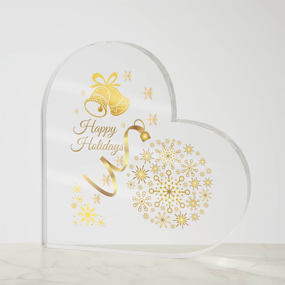 Happy Holidays - Printed Heart Shaped Acrylic Plaque