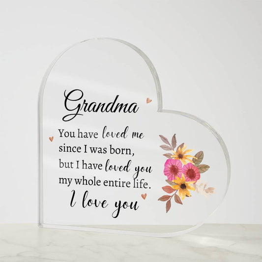 Grandma - I Love You - Acrylic Heart Plaque