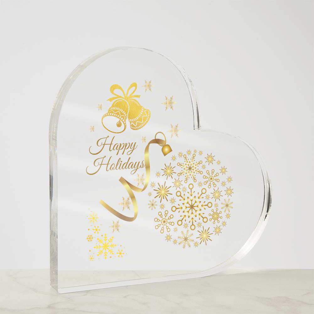 Happy Holidays - Printed Heart Shaped Acrylic Plaque