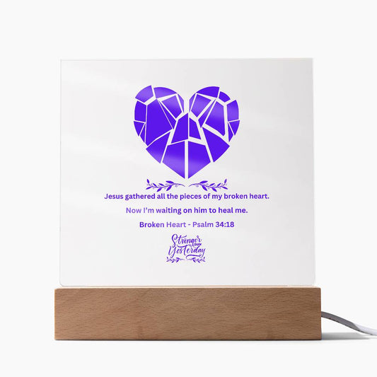 Broken Heart - Acrylic Square Plaque with Base