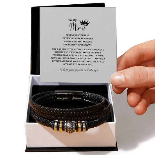 To My Man - The Day I Met You, I Found My Missing Piece - Men's Love You Forever Bracelet