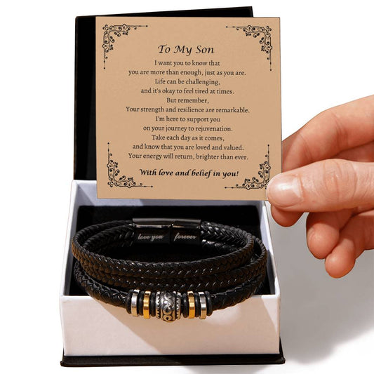 To My Son - You Are More Than Enough, Just as You Are - Men's Love You Forever Bracelet