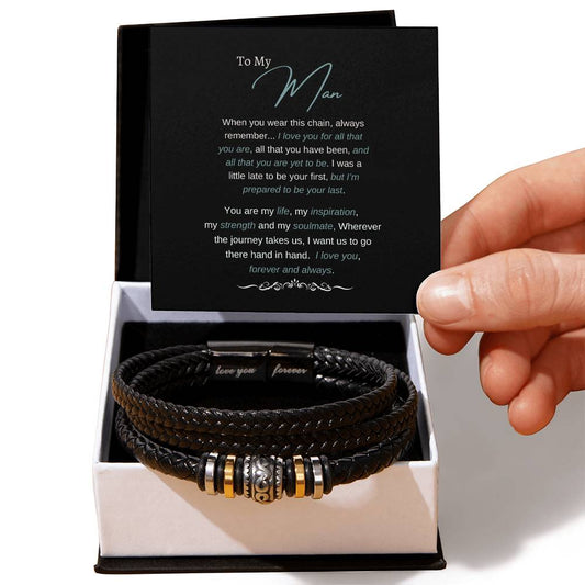To My Man - You Are My Life, Inspiration and Strength - Men's Love You Forever Bracelet