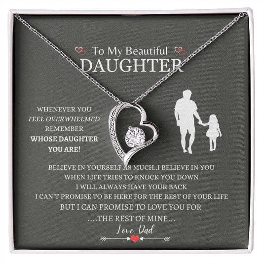 To My Beautiful Daughter - Believe In Yourself - Forever Love Necklace
