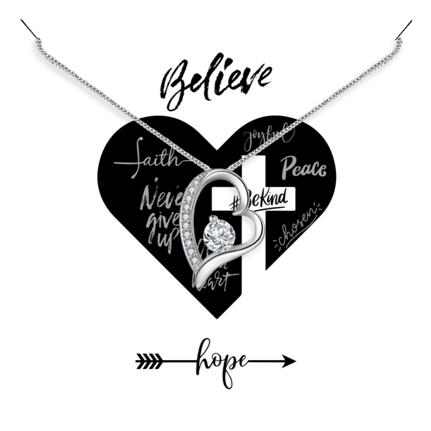 Believe In Hope - Eternal Heart Necklace with Message Card