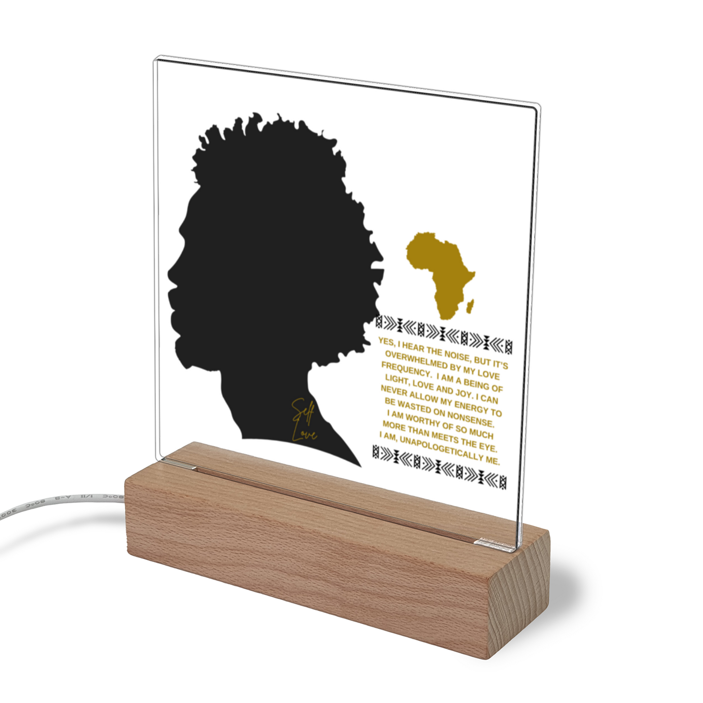 Unapologetically Me (Male) - Acrylic Plaque With Illuminated Wooden Base