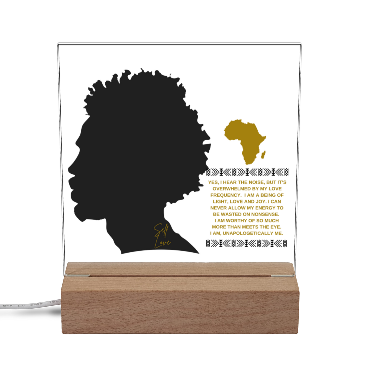 Unapologetically Me (Male) - Acrylic Plaque With Illuminated Wooden Base