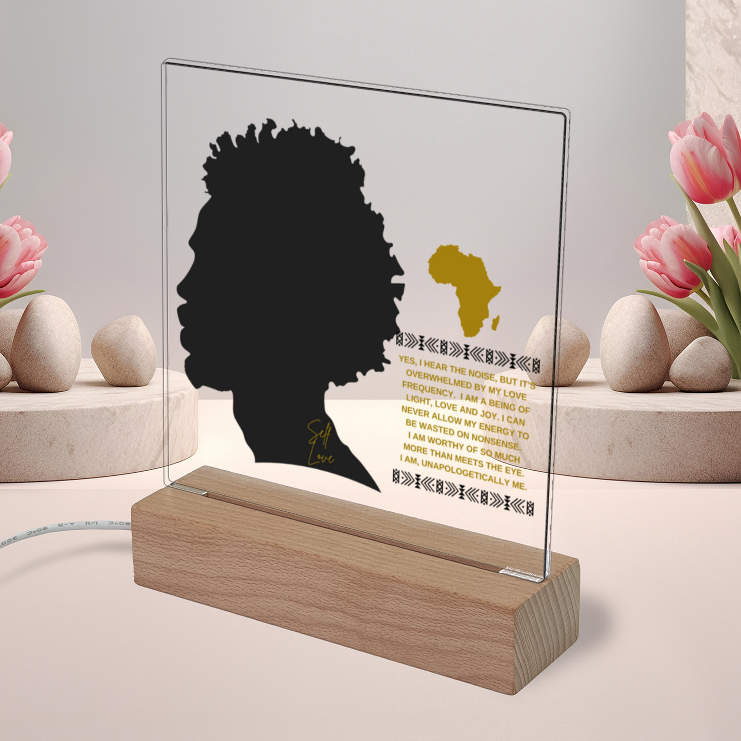 Unapologetically Me (Male) - Acrylic Plaque With Illuminated Wooden Base