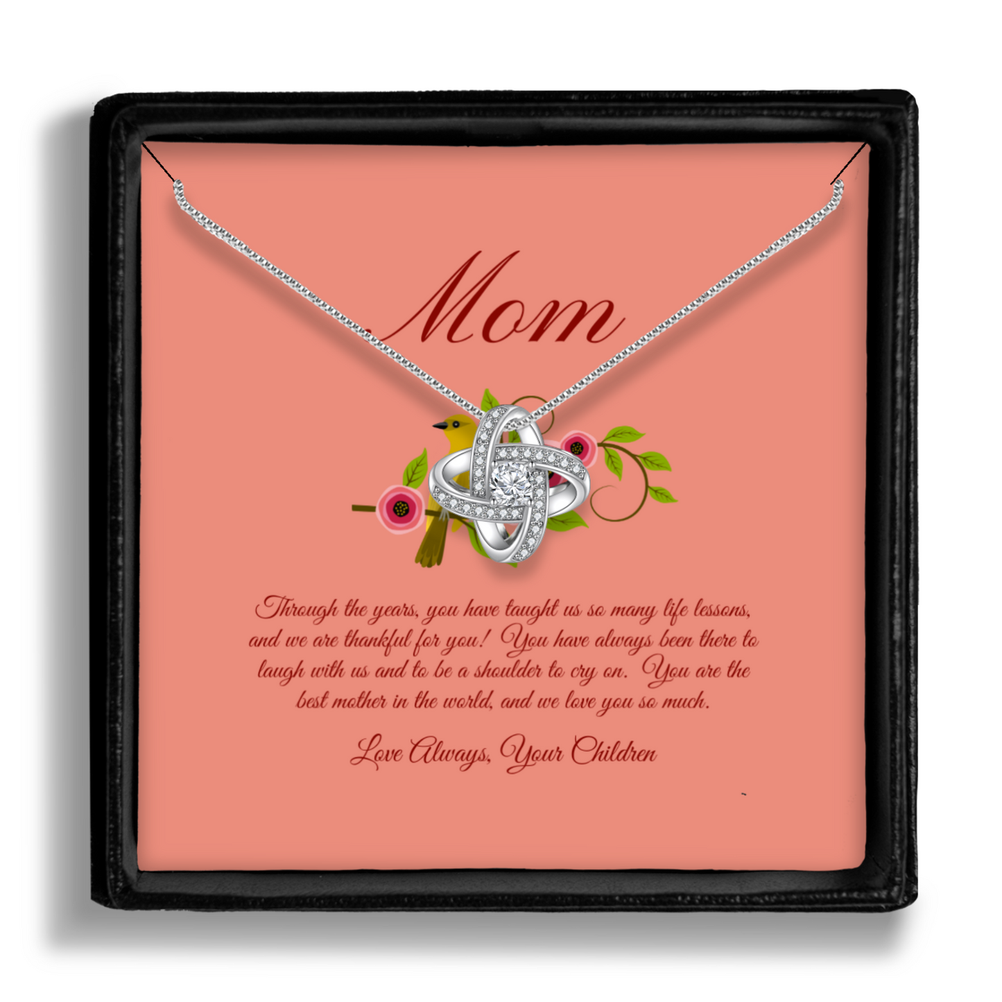 You Are the Best Mother in the World - Enduring Love Knot Necklace With Message Card