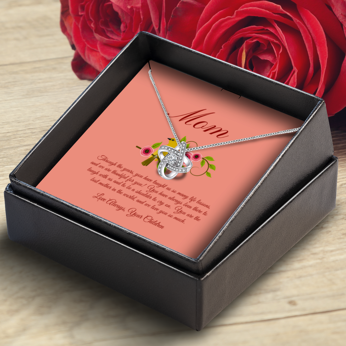 You Are the Best Mother in the World - Enduring Love Knot Necklace With Message Card