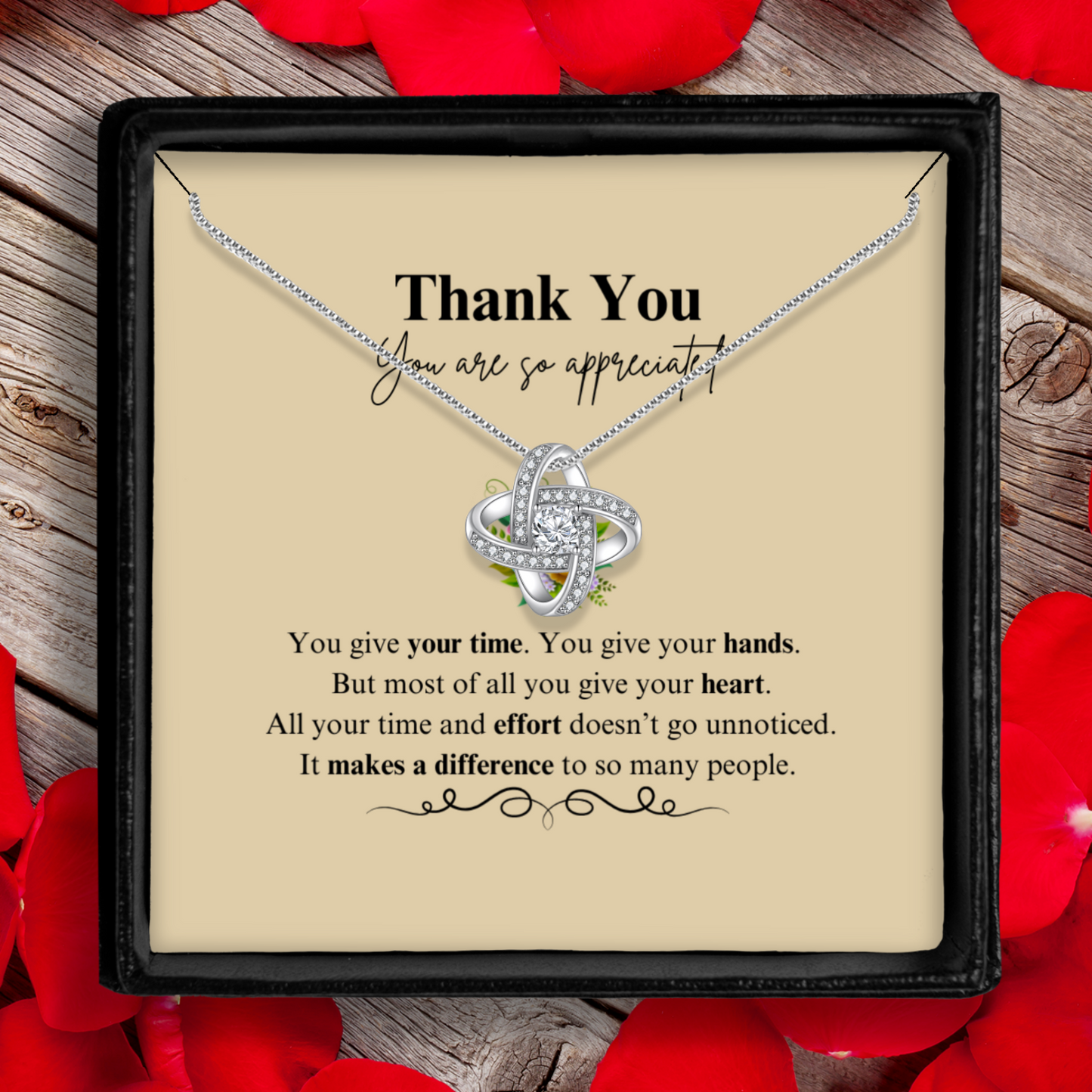 Thank you - You Are Appreciated - Enduring Love Knot Necklace