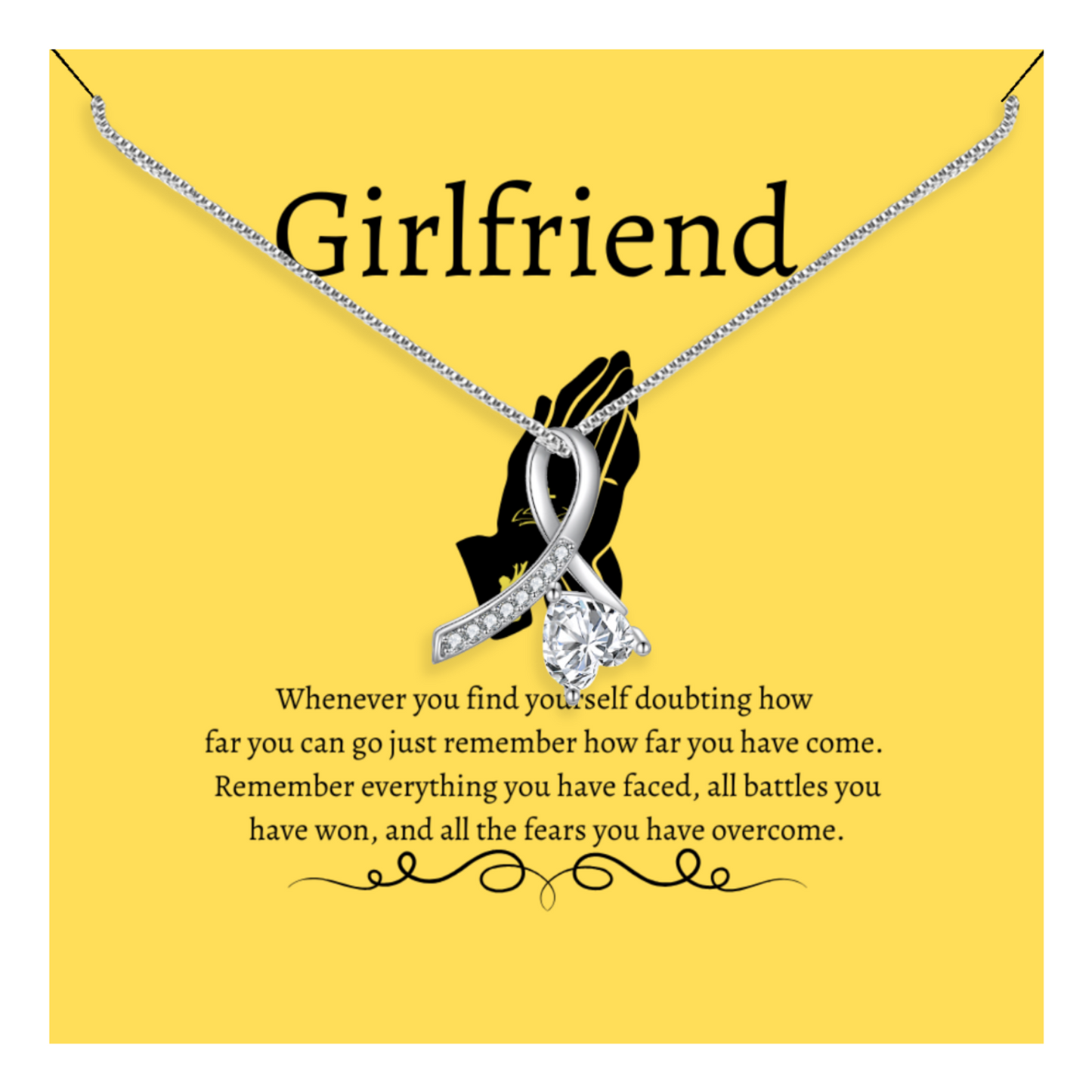 Remember How Far You've Come - Enchanting Ribbon Necklace With Message Card