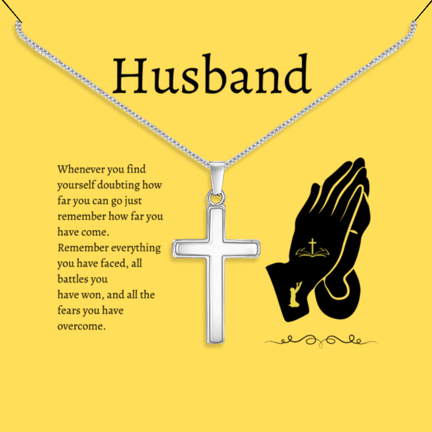 Remember How Far You've Come - Polished Stainless Steel Cross With Message Card