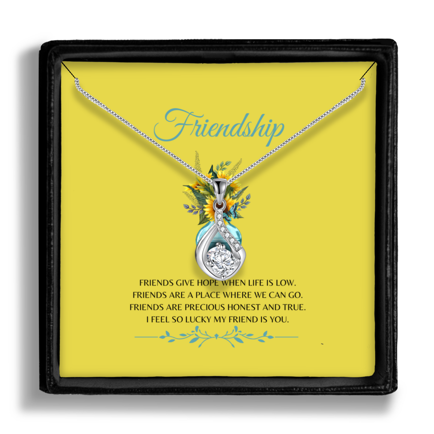 Friends Give Hope - Love Drop Necklace With Message Card