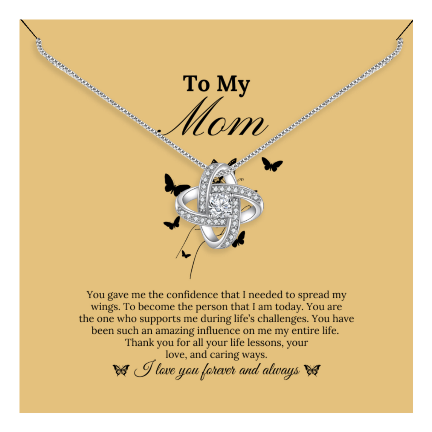 You Gave Me the Confidence That I Needed to Spread My Wings - Enduring Love Knot Necklace With Message Card