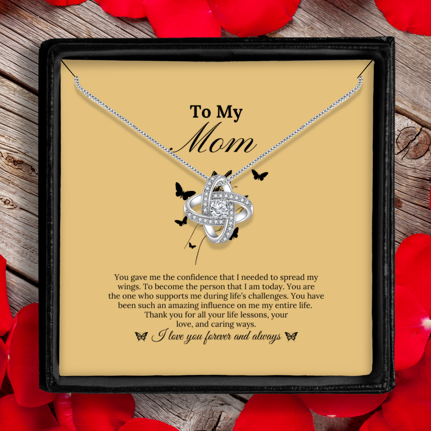 You Gave Me the Confidence That I Needed to Spread My Wings - Enduring Love Knot Necklace With Message Card