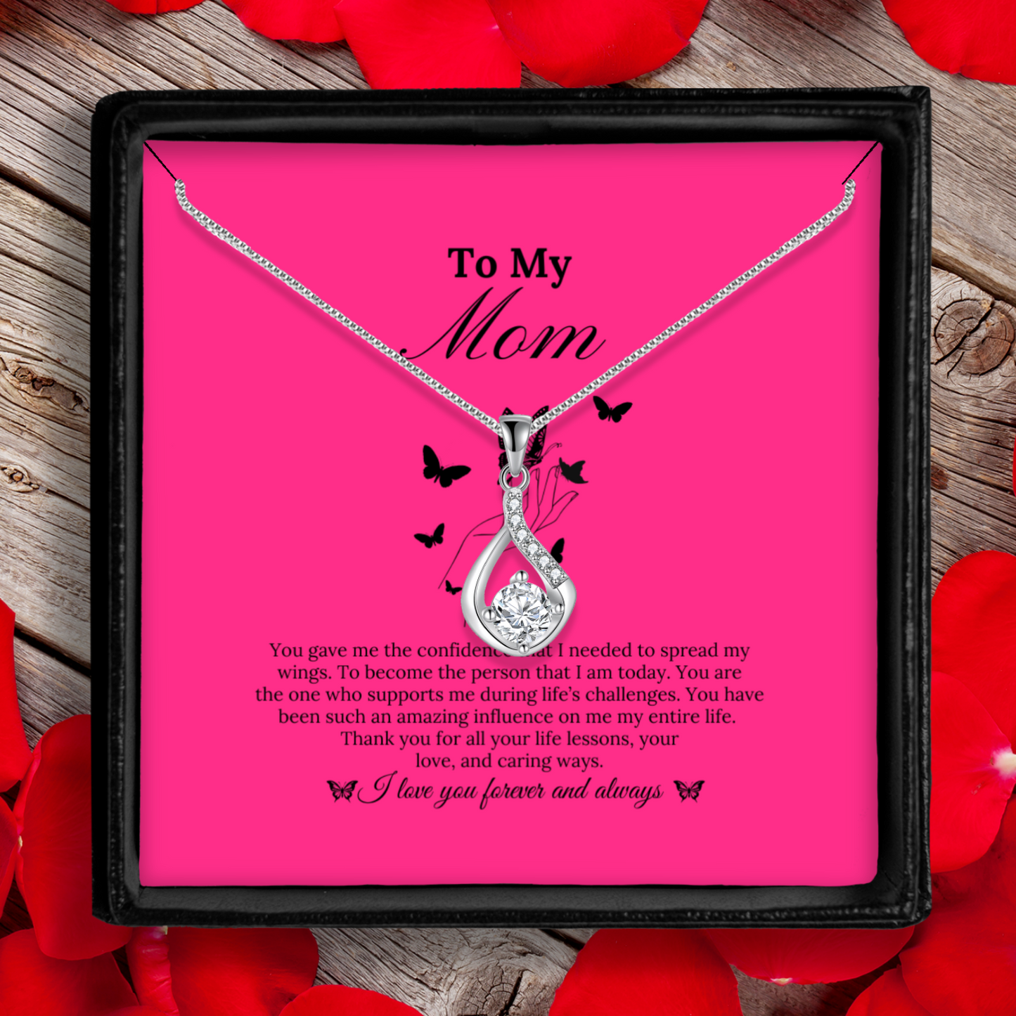 You Gave Me the Confidence That I Needed to Spread My Wings - Love Drop Necklace With Message Card