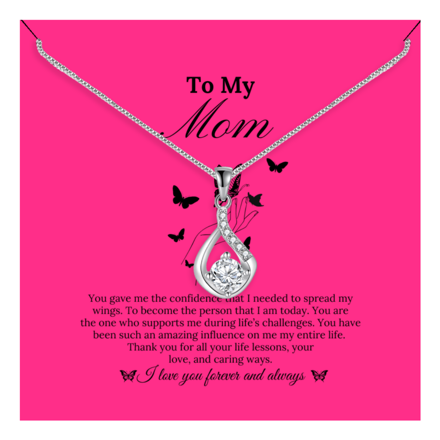 You Gave Me the Confidence That I Needed to Spread My Wings - Love Drop Necklace With Message Card