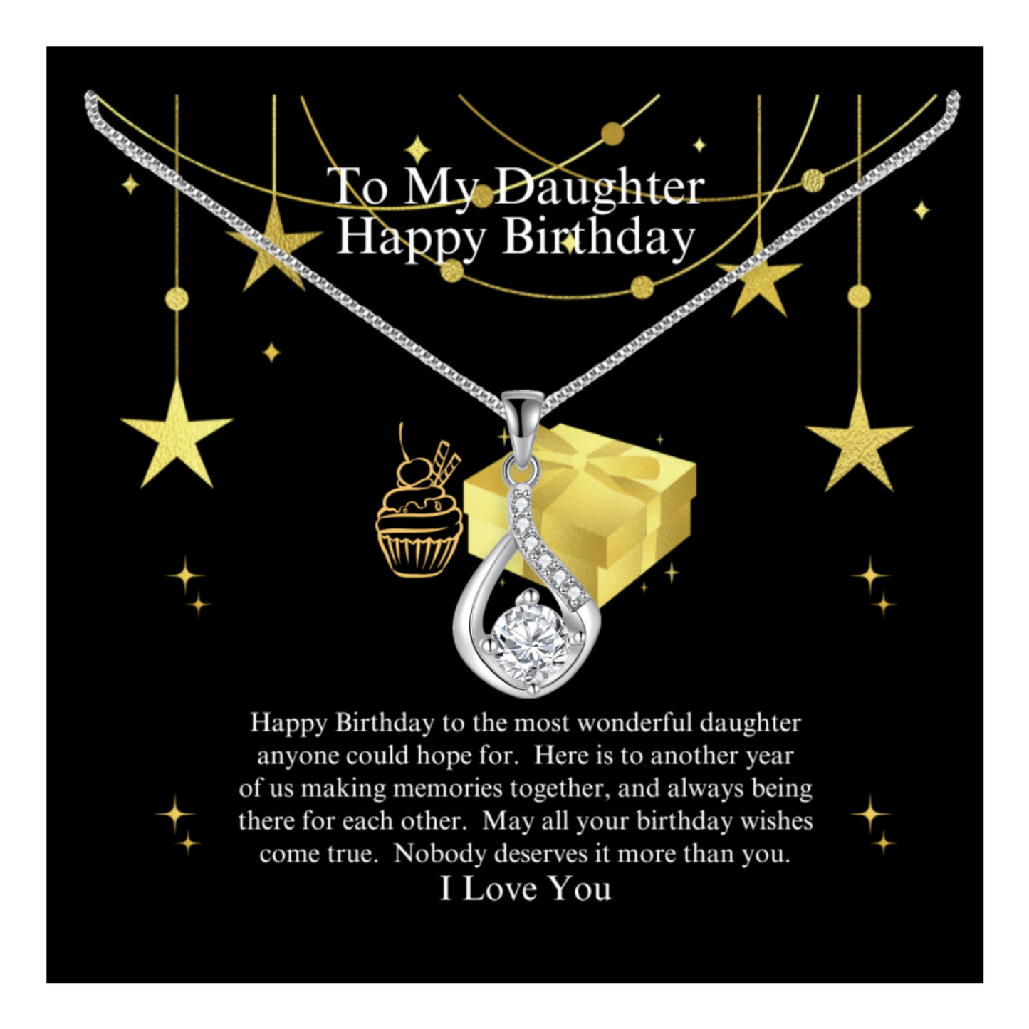 To My Daughter - Happy Birthday - Love Drop Necklace With Message Card