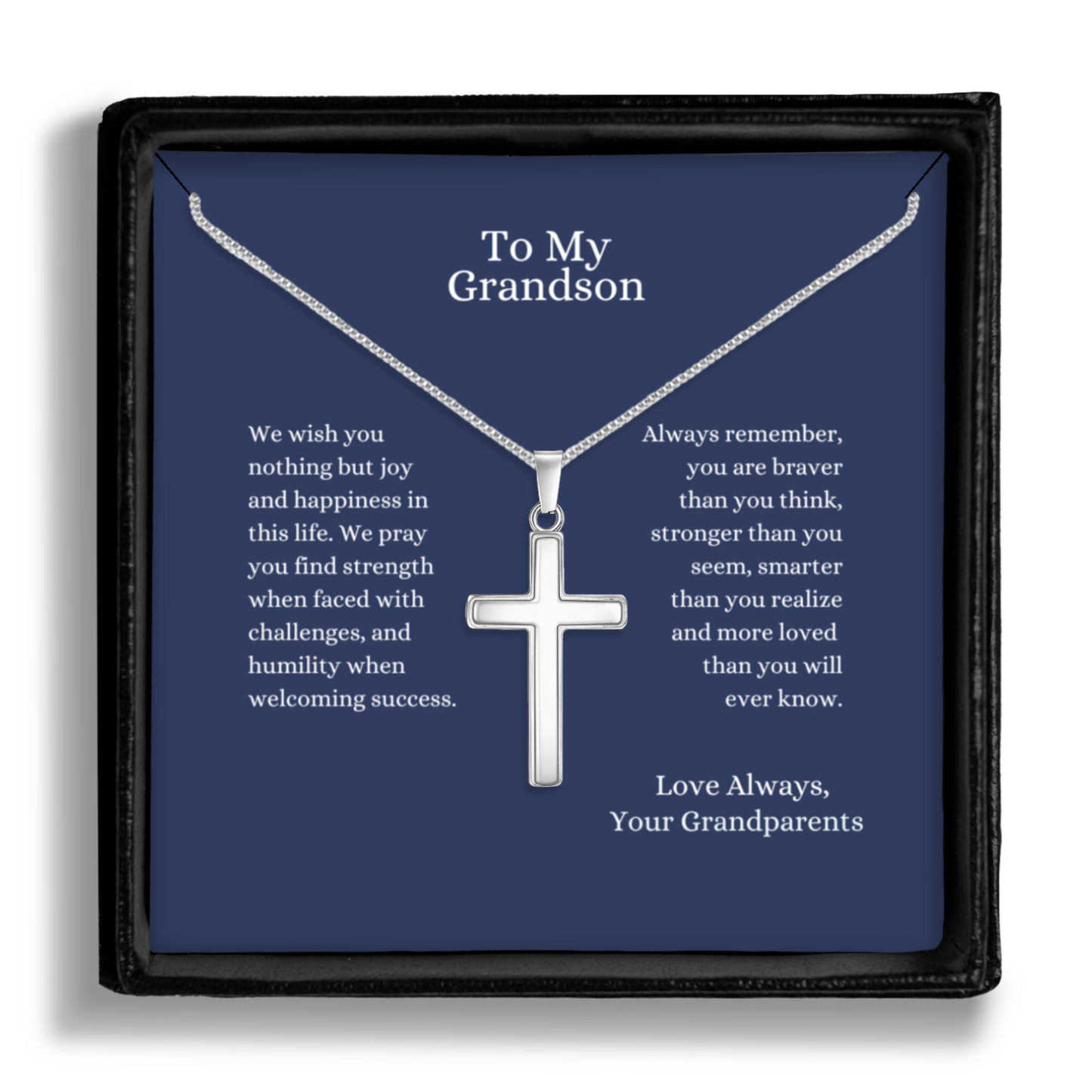 We Wish You Joy - Polished Stainless Steel Cross With Message Card