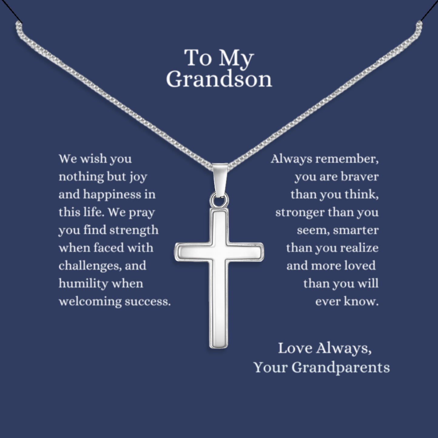 We Wish You Joy - Polished Stainless Steel Cross With Message Card