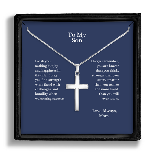 I Wish You Joy - Polished Stainless Steel Cross With Message Card