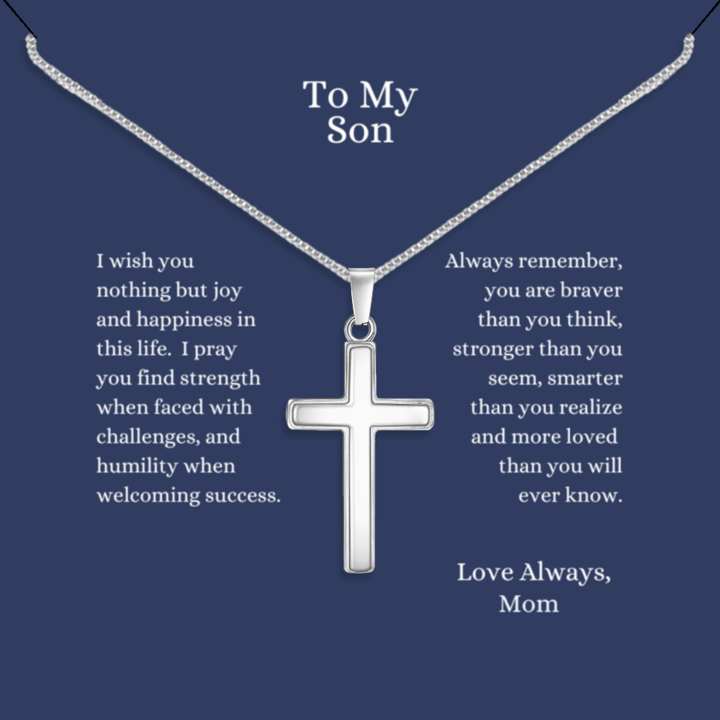 I Wish You Joy - Polished Stainless Steel Cross With Message Card