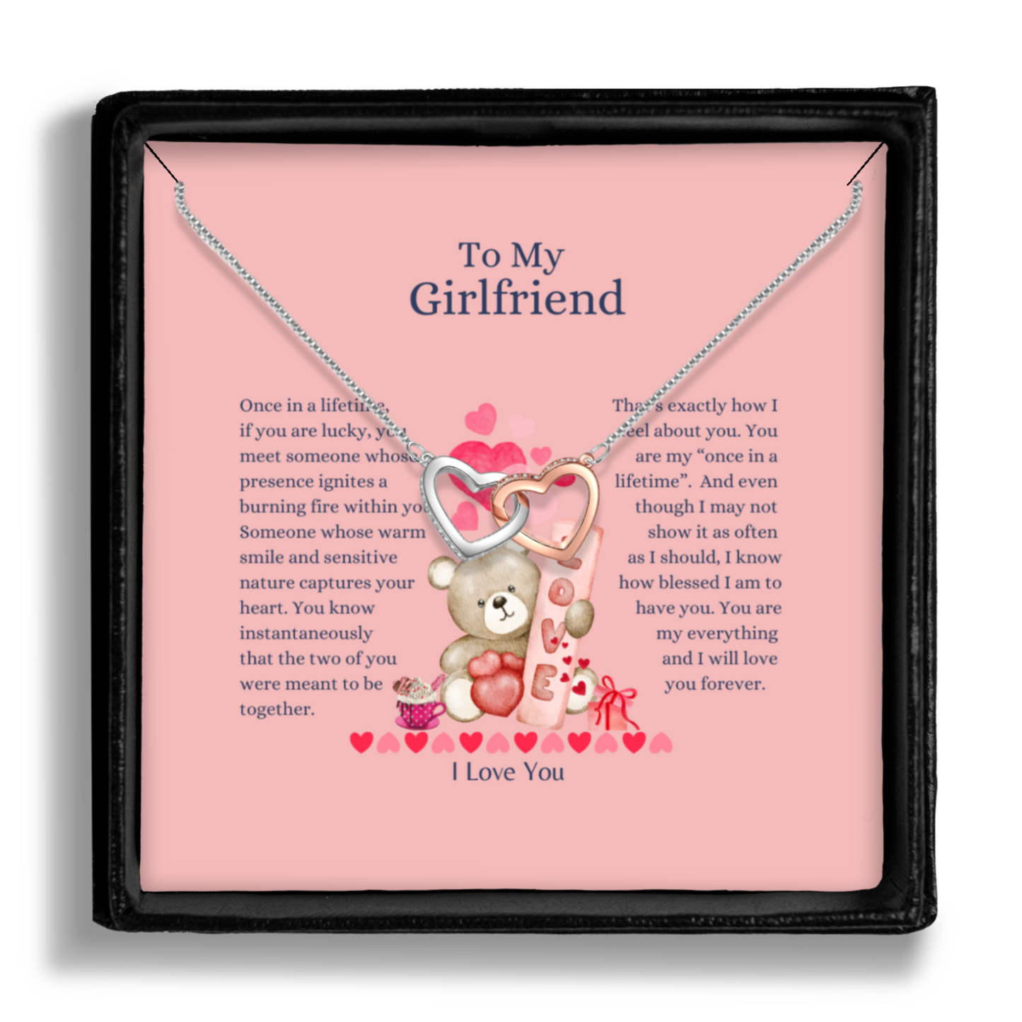 You Are My Everything - Locked Hearts Necklace With Message Card