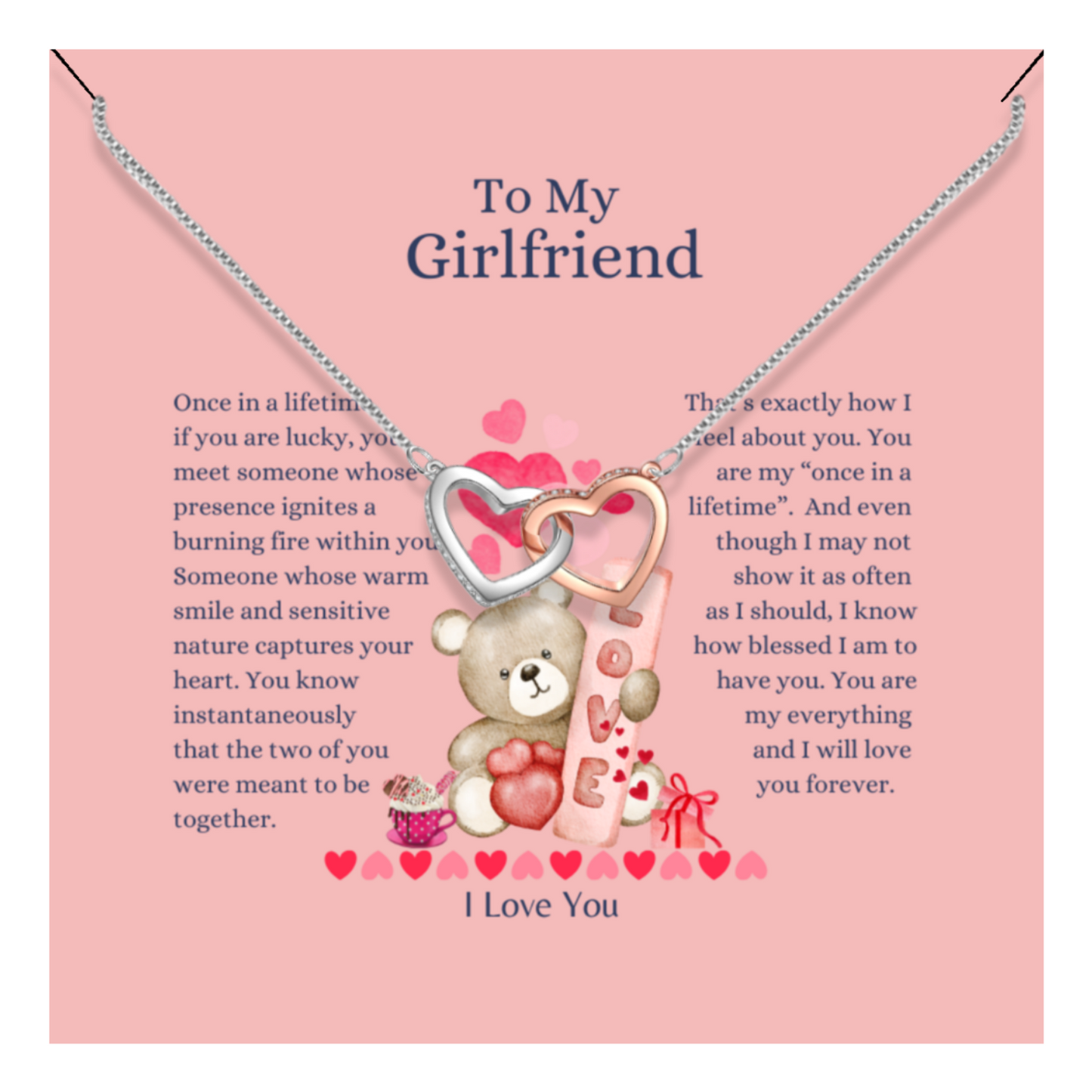 You Are My Everything - Locked Hearts Necklace With Message Card