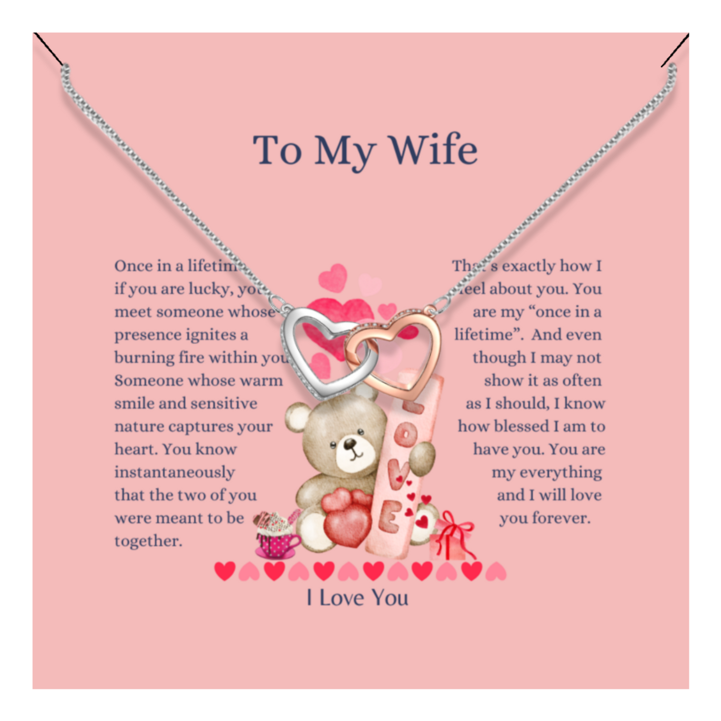 You Are My Everything - Locked Hearts Necklace With Message Card