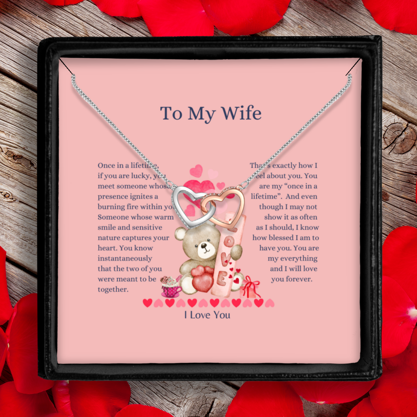 You Are My Everything - Locked Hearts Necklace With Message Card