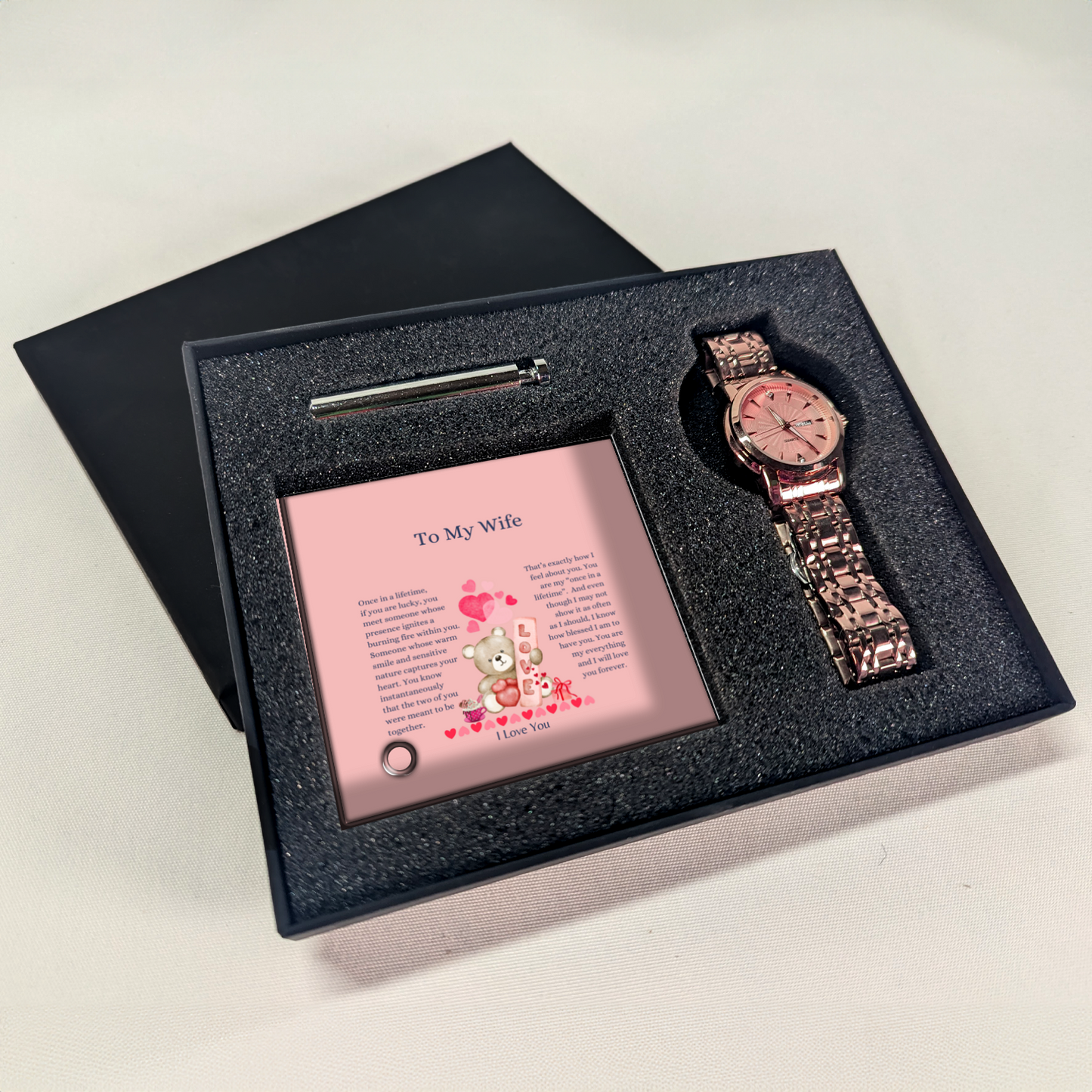 You Are My Everything - Ladies Gold Fashion Watch With Glass Message Stand