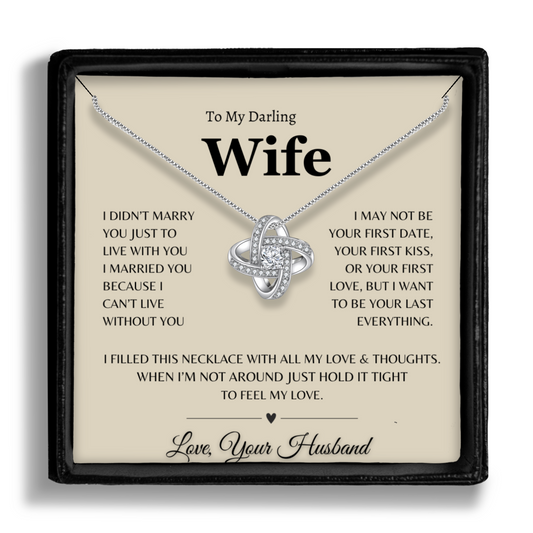 To My Darling Wife - Enduring Love Knot Necklace With Message Card