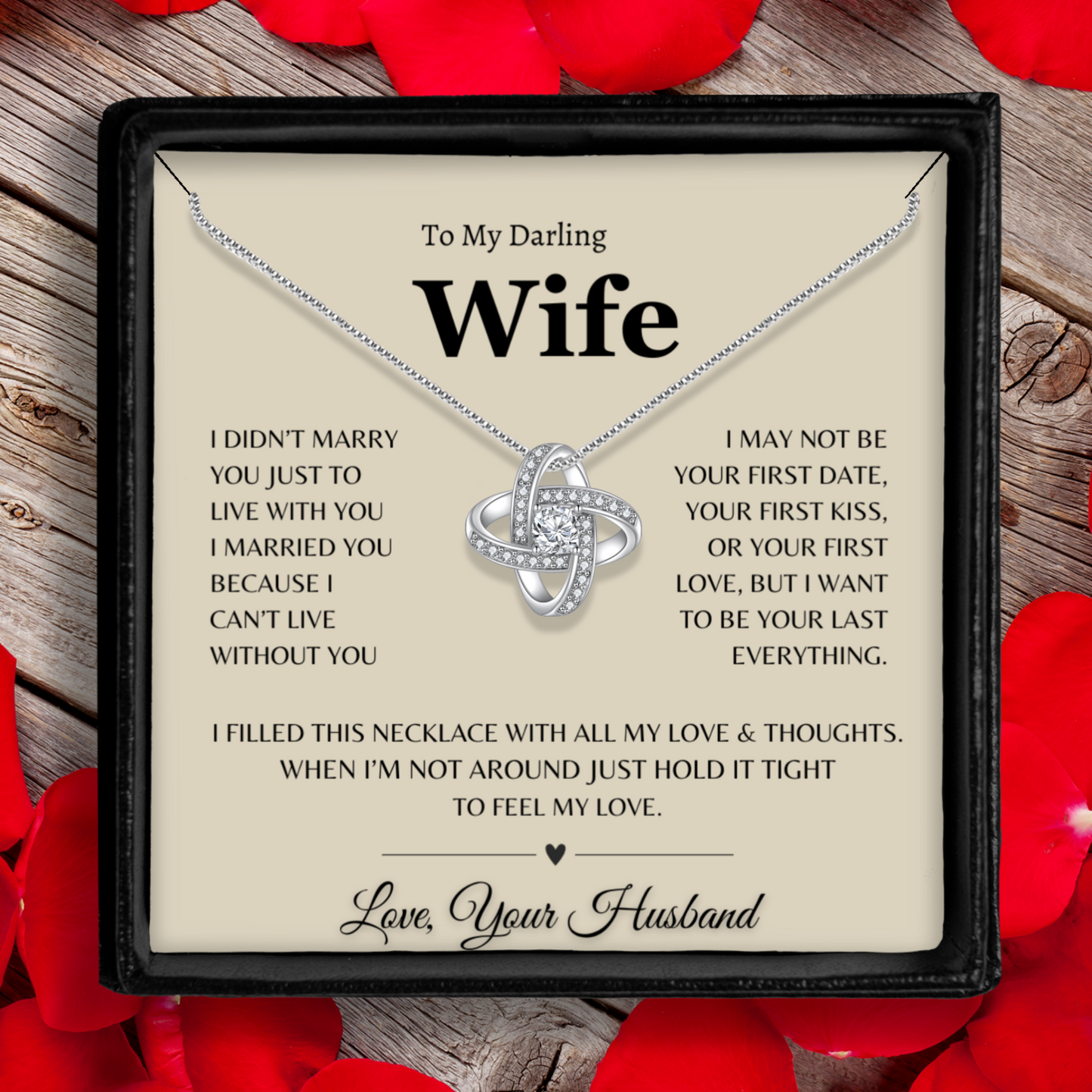 To My Darling Wife - Enduring Love Knot Necklace With Message Card