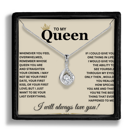 To My Queen - Love Drop Necklace With Message Card