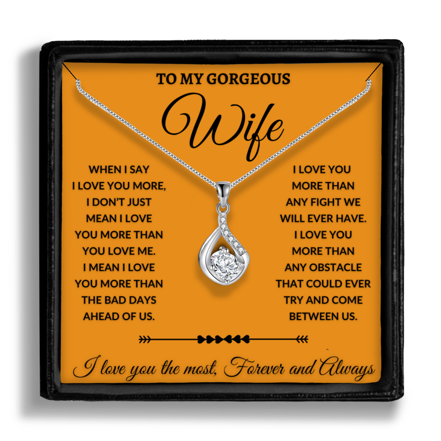 To My Gorgeous Wife - Love Drop Necklace With Message Card