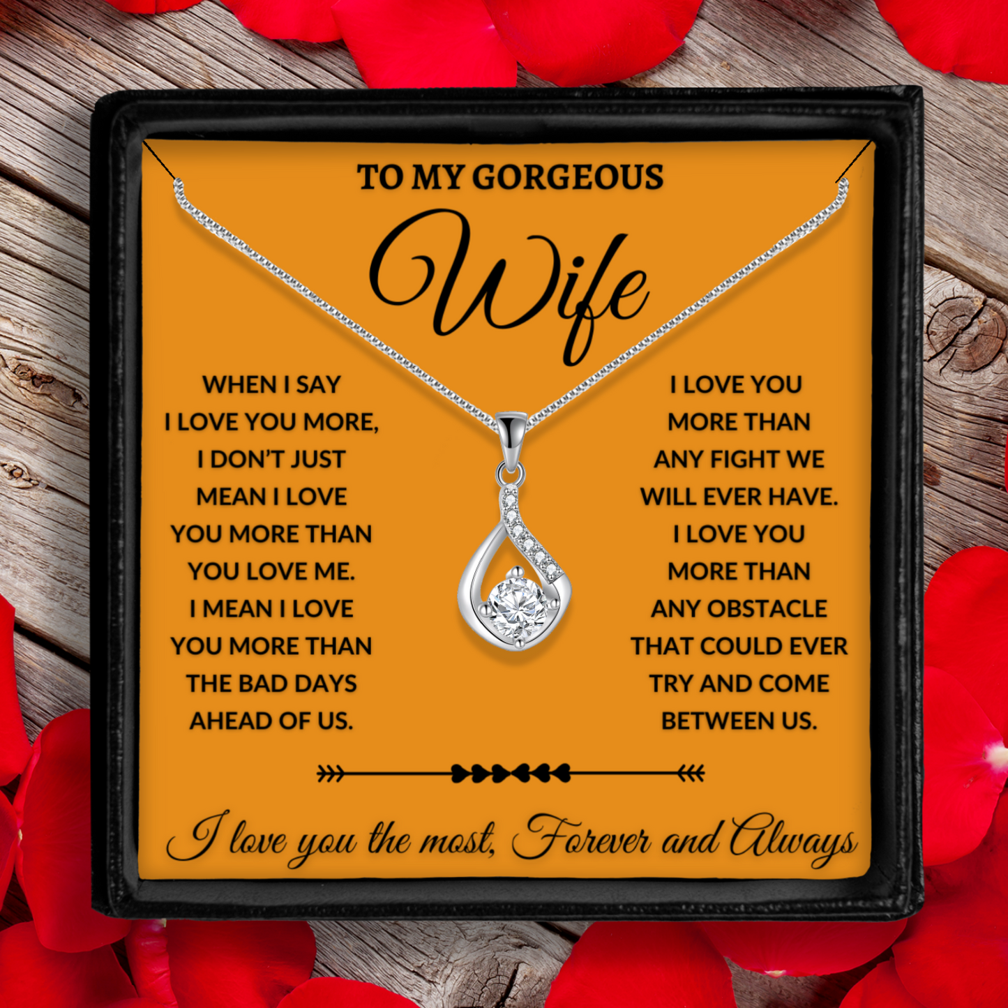 To My Gorgeous Wife - Love Drop Necklace With Message Card