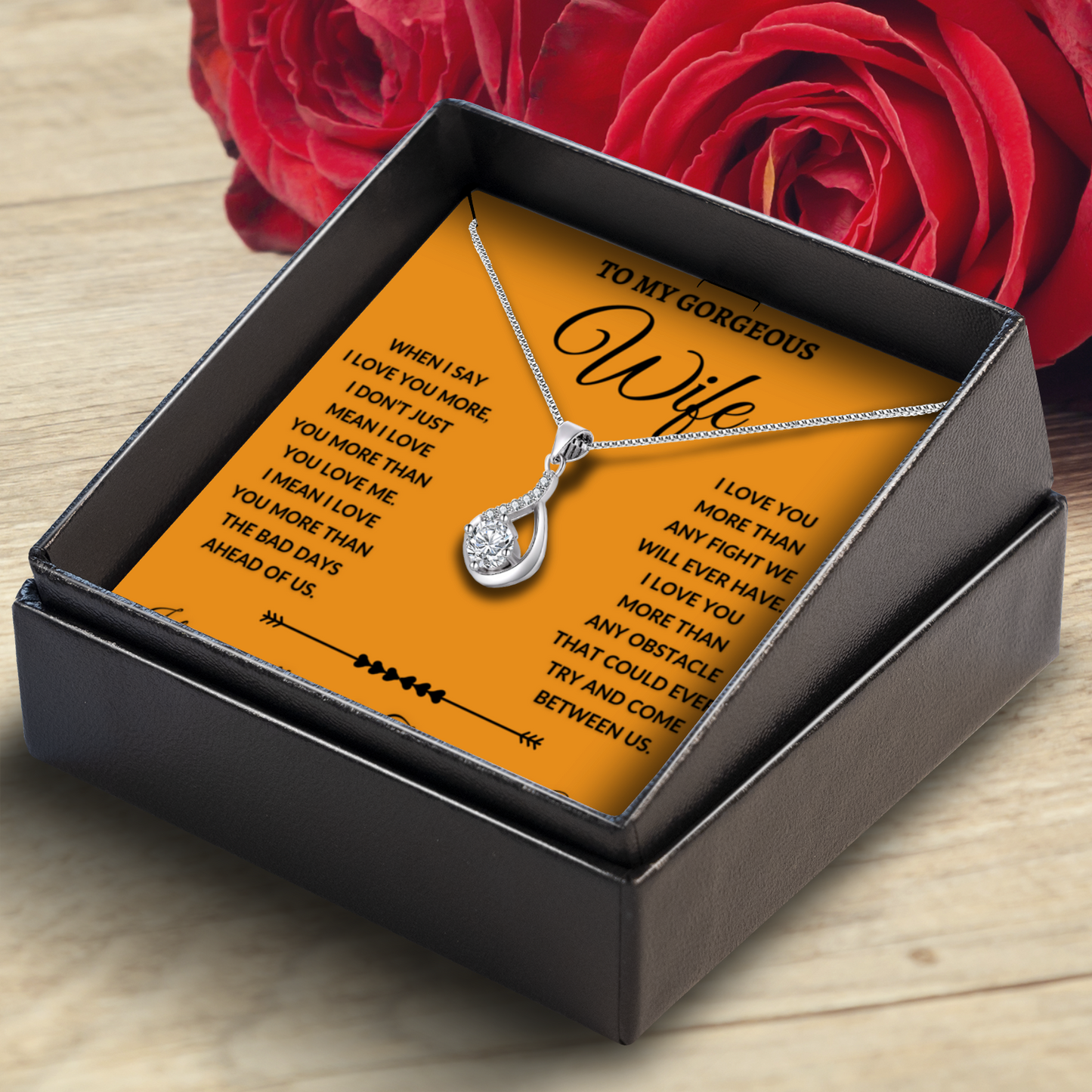 To My Gorgeous Wife - Love Drop Necklace With Message Card