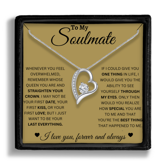 To My Soulmate - Eternal Heart Necklace With Message Card