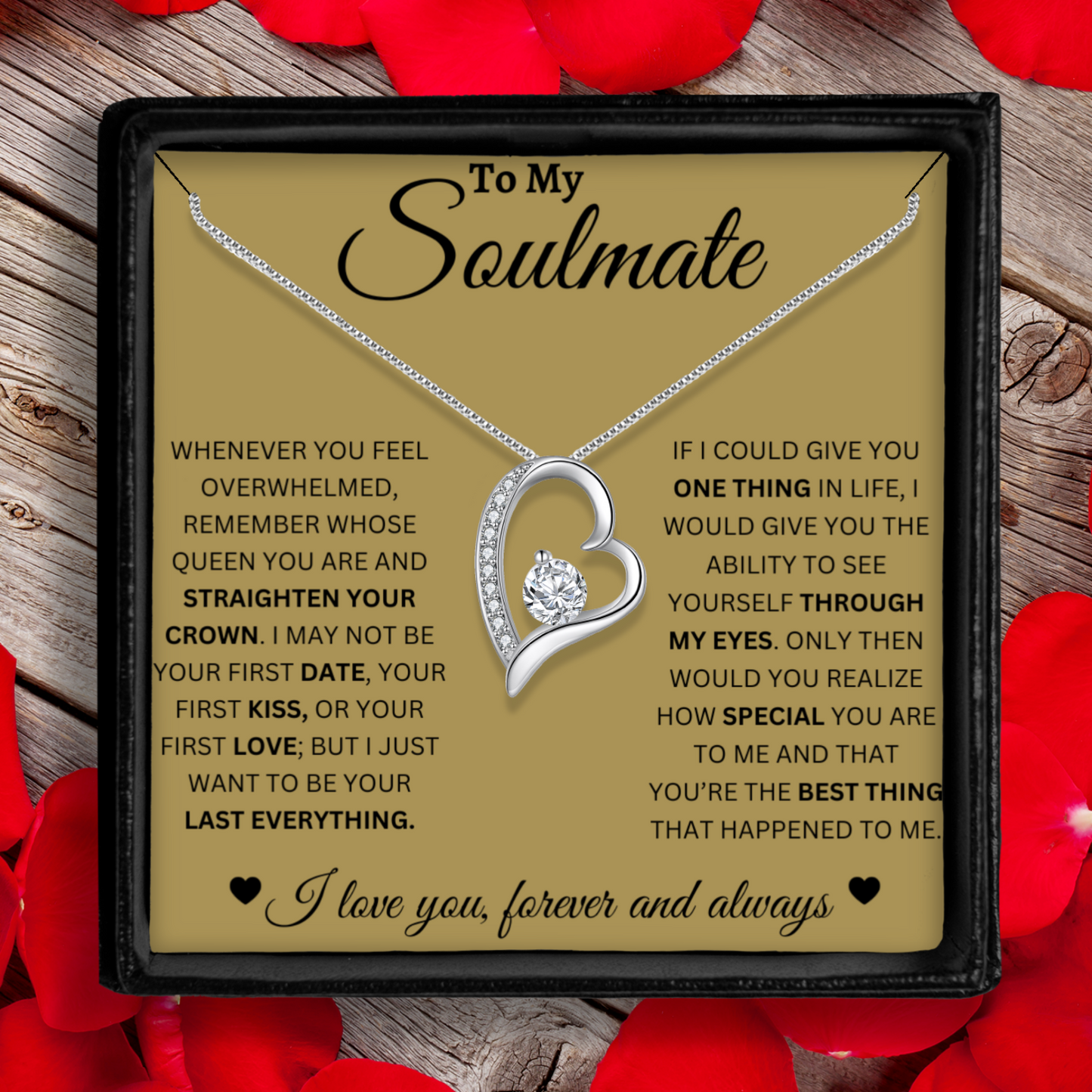 To My Soulmate - Eternal Heart Necklace With Message Card