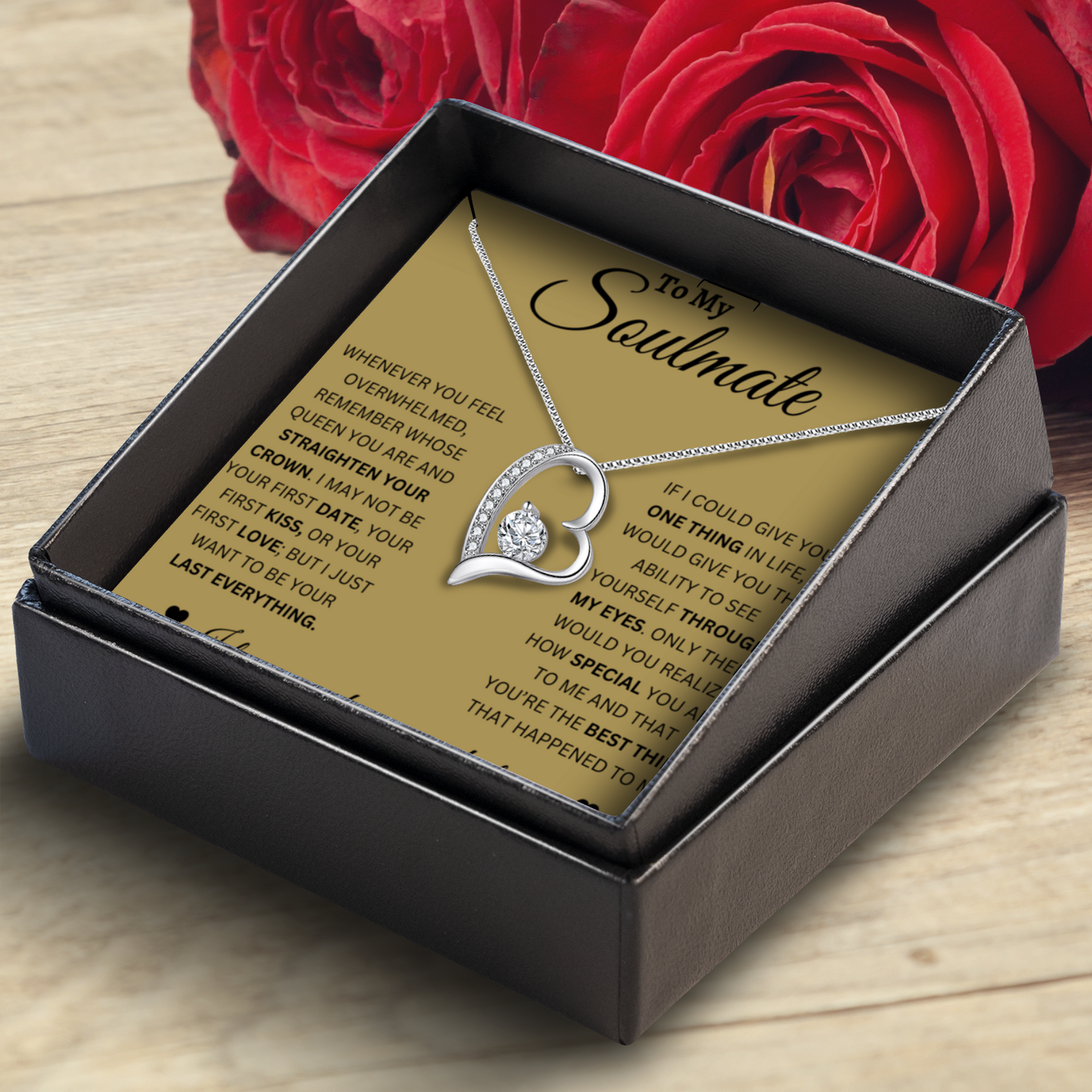 To My Soulmate - Eternal Heart Necklace With Message Card