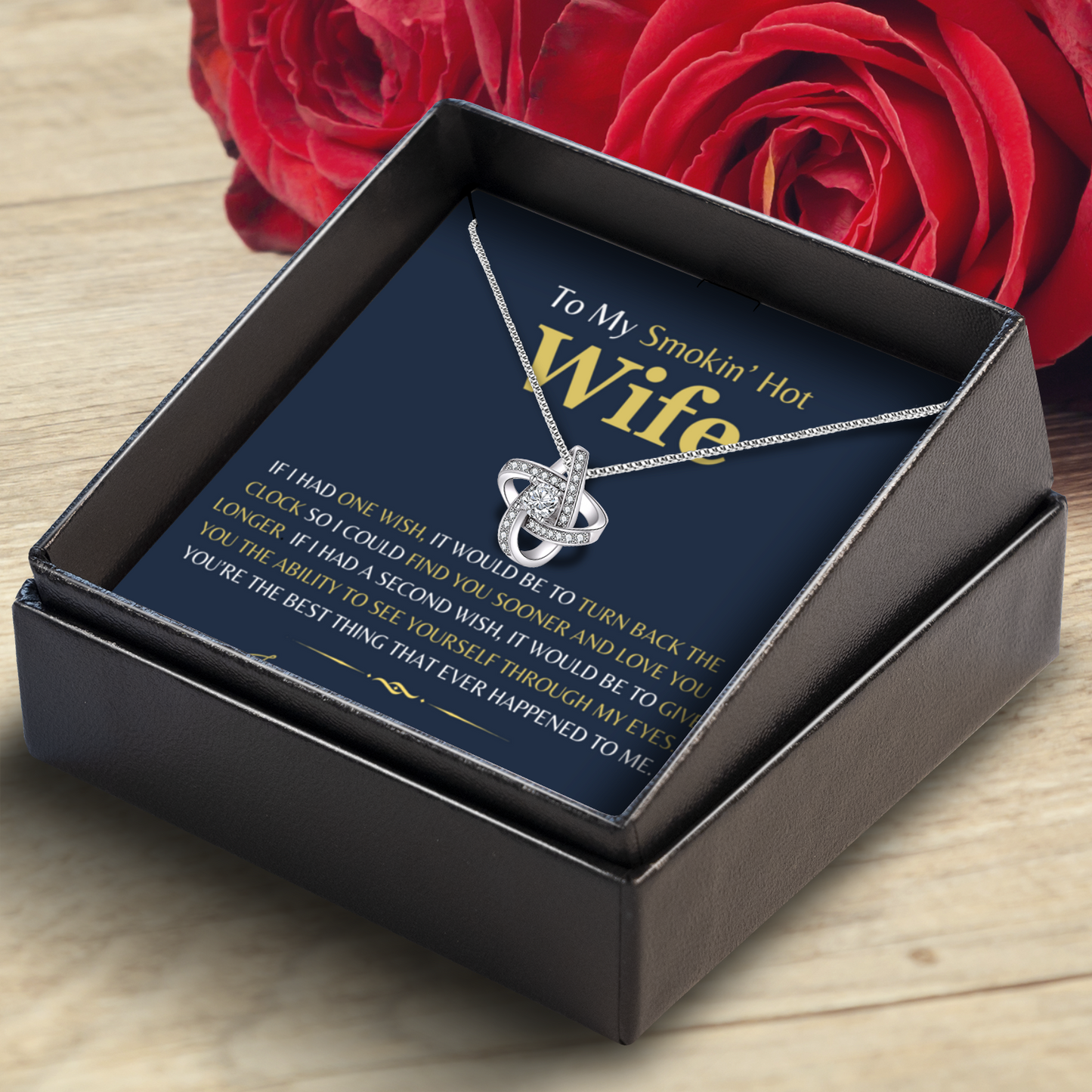 To My Smokin Hot Wife - Enduring Love Knot Necklace With Message Card