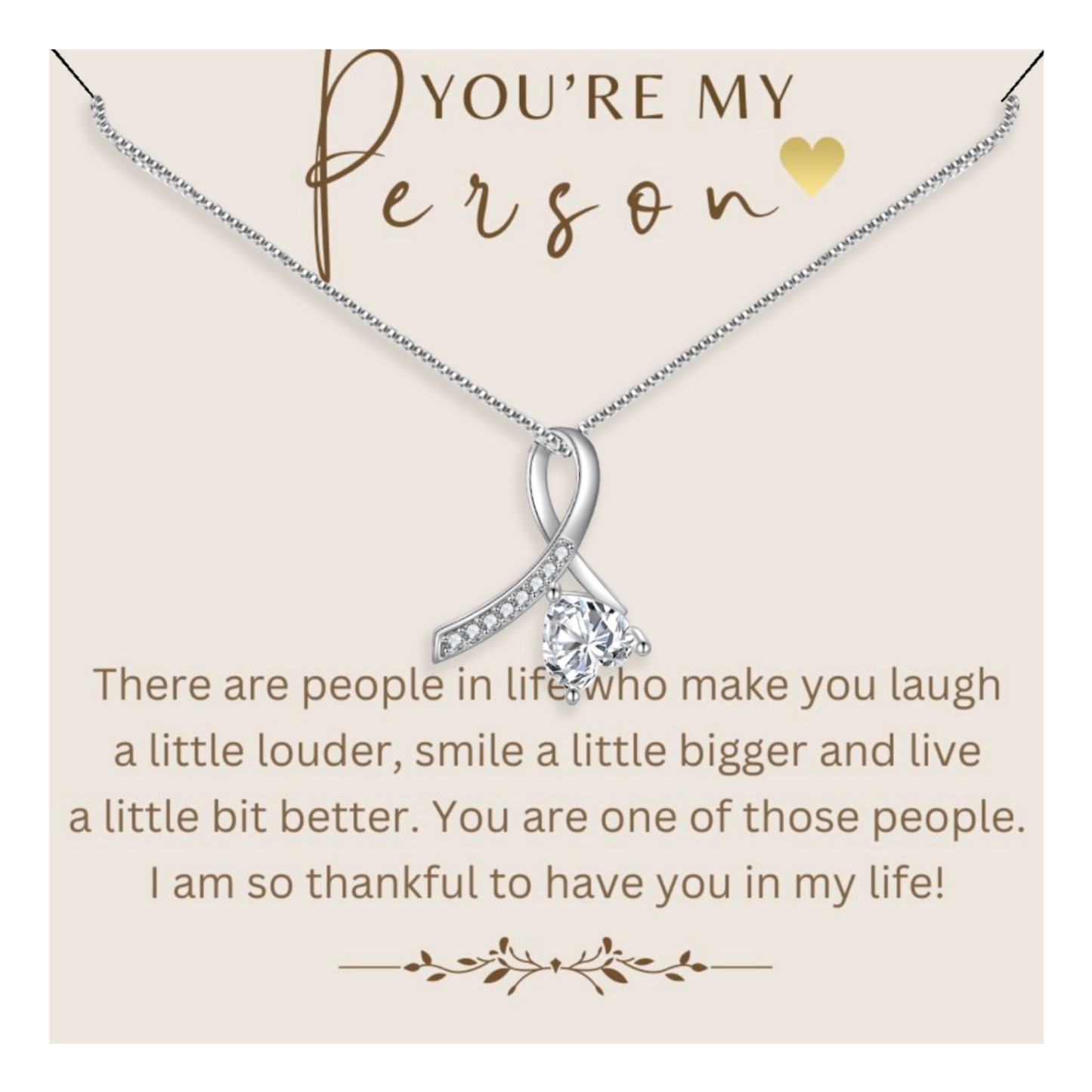 You're My Person - Enchanting Ribbon Necklace With Message Card