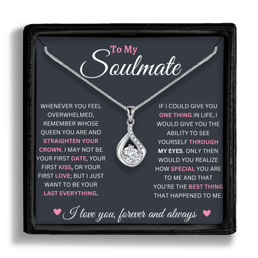 To My Soulmate(pink) - Love Drop Necklace With Message Card